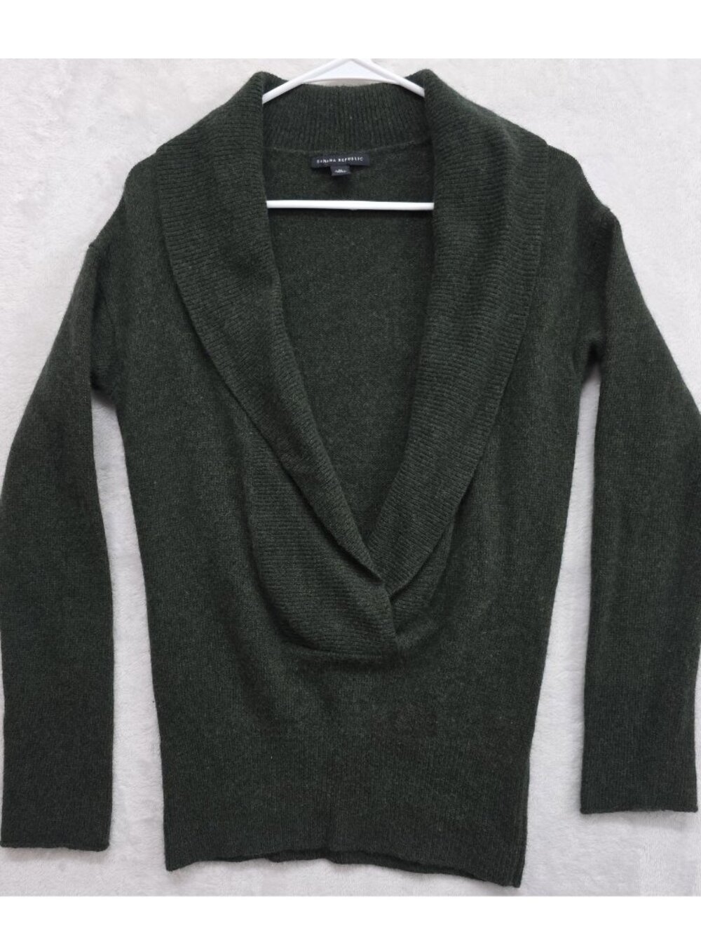 Banana Republic Womens Green Draped Cowl Neck Sweater Merino Wool Angora Size M